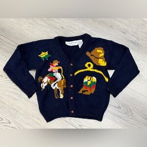 VINTAGE 90’s Eagle's Eye For Children Cowboy Western Knit Cardigan Size L NEW